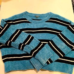 Cropped chenille striped sweater